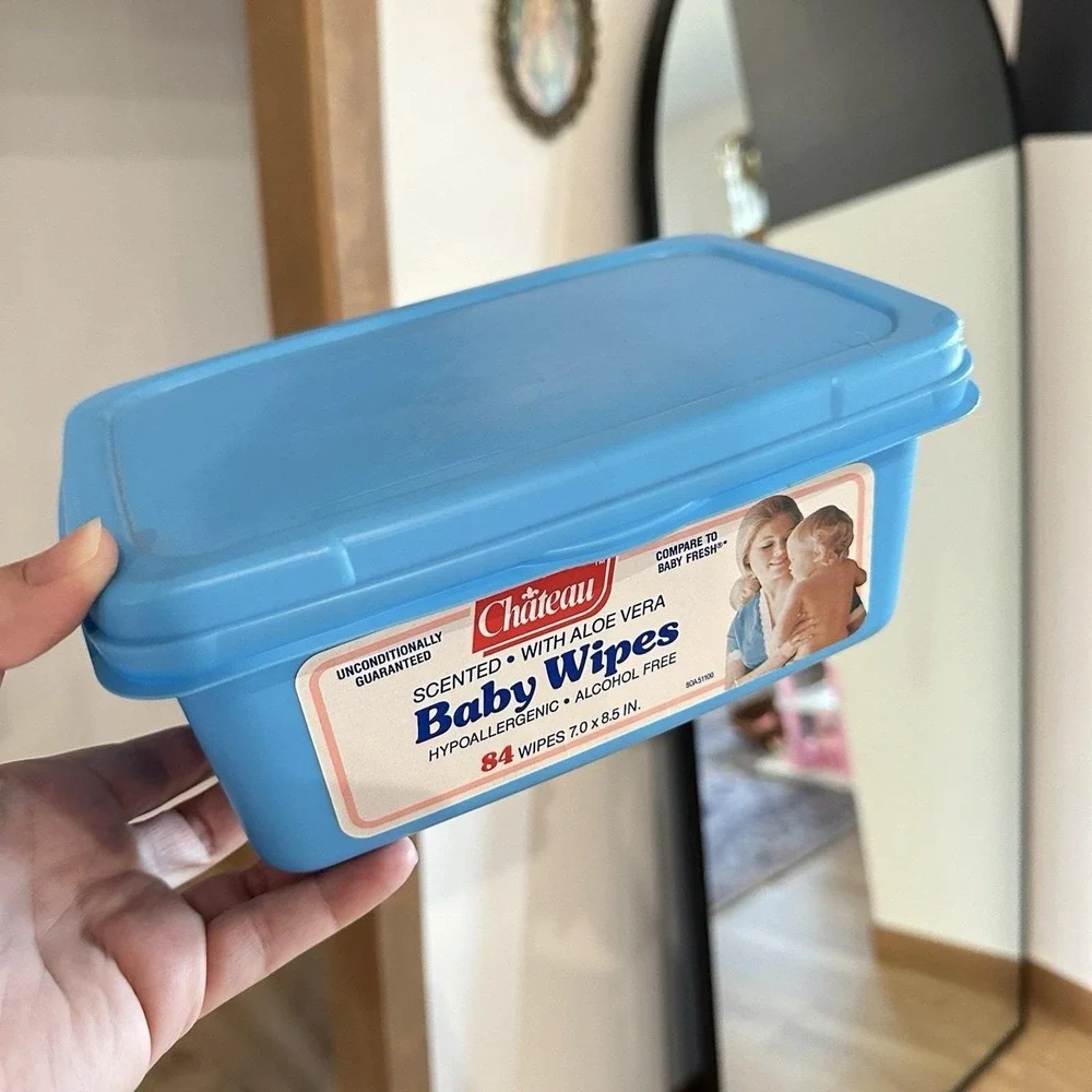 VTG 1990's Chateau‎ Baby Wipe Pop Up Container Scott Blue 7x8.5